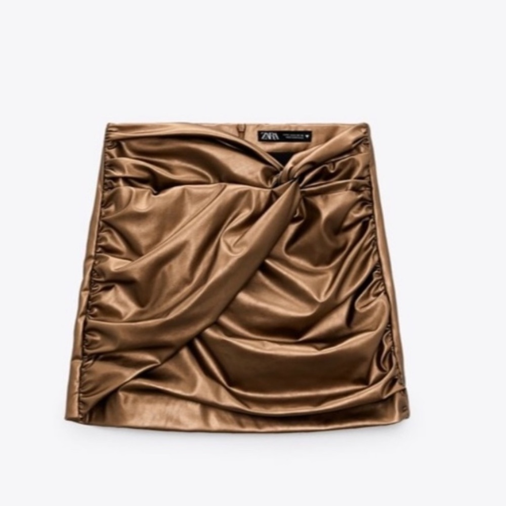 Zara Bronze Knotted Mini Skirt